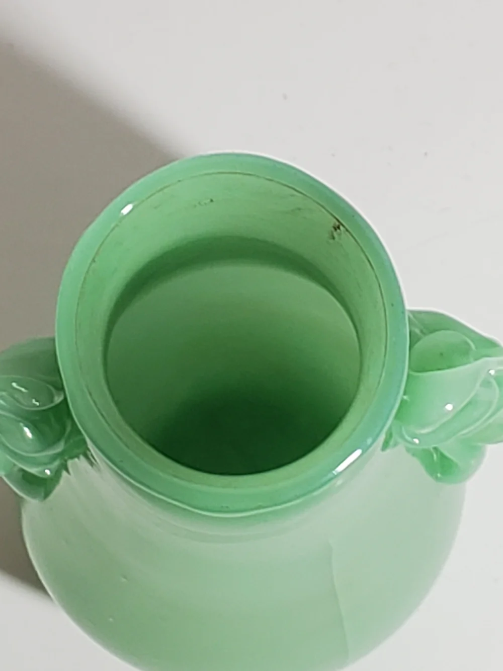 FREE WITH PURCHASE Decorative Jade Art Glass Vase with Sculpted Loop Handles